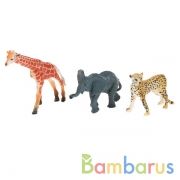 Игрушка пластизоль животные африки 3 шт в пакете (жираф, гепард, слон) ИГРАЕМ ВМЕСТЕ в кор.2*180наб | фото №0