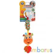 Текстильная игрушка подвеска-пищалка с колокольчиком жирафик на карт. в пак. "Умка" в кор.260шт | фото №0