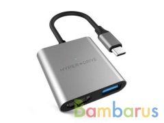 USB-хаб Hyper HyperDrive 4K HDMI 3-in-1 Hub для Macbook и других устройств с портом Type-C. Порты: 4K/30Hz HDMI, USB-C Power Delivery, USB-A. Цвет сер | фото №0