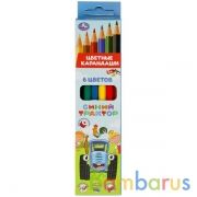 Цветные карандаши Синий ТРАКТОР 6цв, шестигран, карт.кор, синий трактор Умка в кор.20*24шт | фото №0