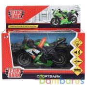 Модель металл. Спортбайк 12см, свет+звук, вращ. руль, инерц. в кор. Технопарк в кор.2*84шт | фото №0