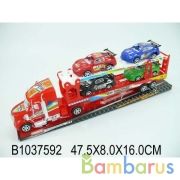 ТРЕЙЛЕР ИНЕРЦ. С МАШИНКАМИ, ЦВЕТ В АССОРТ. В ПЛАСТ. 47*8*16СМ в кор.2*24шт | фото №0