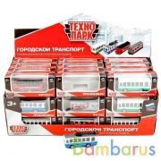 МОДЕЛЬ "ТЕХНОПАРК" МЕТАЛЛ. 2-ЭТ. АВТОБУС/ВАГОН РЖД/ТРОЛЛЕЙБУС/АВТОБУС 7,5СМ УП-36ШТв кор.2*4уп | фото №0