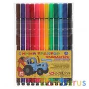 Фломастеры Синий ТРАКТОР 12цв, трёхгран, синий трактор Умка в кор.8*12шт | фото №0