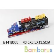 Трейлер инерц. с 4-мя машинками, цвет в ассорт. в пласт. 43*8*13см в кор.2*36шт | фото №0