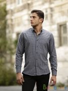 Damon / Полуприталенная серый синий Рубашка | фото №0