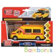 Машина металл звук-свет FORD transit реаним. 13см, , дв., баг., инерц., кор. Технопарк в кор.2*24шт | фото №0