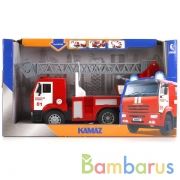 МАШИНА "ТЕХНОПАРК" КАМАЗ. ПОЖАРНАЯ ИНЕРЦ., СВЕТ+ЗВУК, ОТКРЫВ. ДВЕРИ В РУСС. КОР. 25СМ в кор.18шт | фото №0
