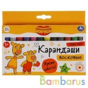 Восковые карандаши Оранжевая корова 12цв, толстые в кор. Умка в кор.6*12шт | фото №0