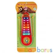МЕТАЛЛОФОН "ИГРАЕМ ВМЕСТЕ" "МАША И МЕДВЕДЬ" С ЧАСАМИ 3002 НА БЛИСТЕРЕ 23*48*3СМ в кор.2*24шт | фото №0