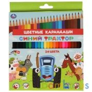 Цветные карандаши Синий ТРАКТОР 24цв, шестигран, синий трактор Умка в кор.20*6шт | фото №0
