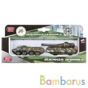 НАБОР ИЗ 2-Х МЕТАЛЛ. МОДЕЛЕЙ "ТЕХНОПАРК" ВОЕННАЯ ТЕХНИКА 7,5СМ, В АССОРТ. В РУСС. КОР. в кор.2*72наб | фото №0