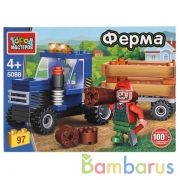 Конструктор ТРАКТОР с тележкой, 93 дет. Город мастеров в кор.2*40шт | фото №0