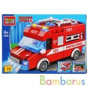 Конструктор "пожарная машина" (свет, звук, инерция), 70дет. в кор. Город мастеров в кор.2*48шт | фото №0