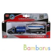 НАБОР "ТЕХНОПАРК" ПОЛИЦИЯ, МЕТАЛЛ. УРАЛ С ЛОДКОЙ НА ПРИЦЕПЕ В РУСС. КОР. в кор.2*72шт | фото №0