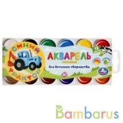 Акварель Синий ТРАКТОР 12цв, картон рукав, синий трактор Умка в кор.15шт | фото №0