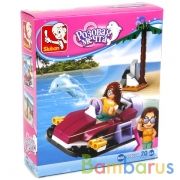 Конструктор пласт. лодка с фигуркой, 70дет. в русс. кор. в кор.90шт | фото №0