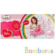 КРОВАТКА ДЛЯ КУКОЛ "КАРАПУЗ" МЕТАЛЛ., С МАТРАСОМ В РУСС. КОР. в кор.12шт | фото №0