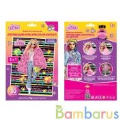 Набор д/детского тв-ва, БАРБИ аппликация и раскаска на бархате, 17х23 см МУЛЬТИ АРТ в кор.100шт | фото №0