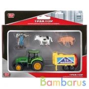 ТРАКТОР "ТЕХНОПАРК" МЕТАЛЛ. 7,5СМ С ПРИЦЕПОМ, С ФИГУРКАМИ, В АССОРТ. В РУСС. КОР. в кор.2*24шт | фото №0