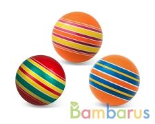 МЯЧ Д. 100ММ  СЕРИЯ "ПОЛОСАТИКИ" РУЧНОЕ ОКРАШ. (ЛЕНТОЧКИ, ТРОПИНКИ) в кор.50шт | фото №0