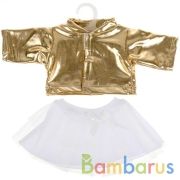 Одежда для кукол 40-42см костюм золотистая куртка и юбка КАРАПУЗ в кор.100шт | фото №0