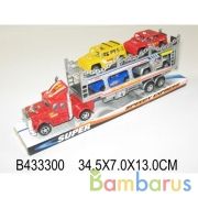 Трейлер инерц. с 4-мя машинками, цвет в ассорт. в пласт. 34*7*13см в кор.2*48шт | фото №0