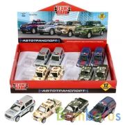 Машина металл "toyota prado/uaz pickup полиция/война" 12см в дисплее Технопарк уп-12шт в кор.6уп | фото №0