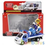 НАБОР МАШИН "ТЕХНОПАРК" МЕТАЛЛ. ПОЛИЦИЯ: ГАЗЕЛЬ ЭВАК12,5СМ + МОТОЦИКЛ 7,5СМ В КОР. в кор.2*24шт | фото №0