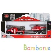 НАБОР ИЗ 2-Х МОДЕЛЕЙ "ТЕХНОПАРК" МЕТАЛЛ. ПОЖАРНАЯ ТЕХНИКА 7,5СМ, В АССОРТ. В КОР. в кор.2*72наб | фото №0