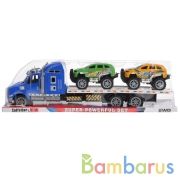 Трейлер инерц. с 2-мя машинками, цвет в ассорт. в пласт. в кор.2*18шт | фото №0