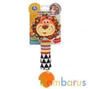 Текстильная игрушка погремушка-пищалка лев на карт. в пак. (русс. уп.) "Умка" в кор.240шт | фото №0