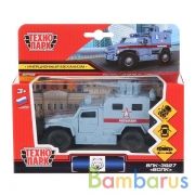 Машина металл броневик волк росгвардия 12см, открыв.двери, инерц. в кор. Технопарк в кор.2*24шт | фото №0