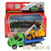 Машины металл ГАЗ Газон Next эвакуатор 14,5см, инерц.+ экскавтор 7,5см в кор. Технопарк в кор.2*24шт | фото №0