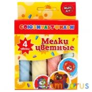 МЕЛКИ ЦВЕТНЫЕ ДЛЯ ТВОРЧЕСТВА "MULTIART" СОЮЗМУЛЬТФИЛЬМ. 4 ЦВЕТА В РУСС. КОР. в кор.6*24шт | фото №0