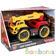 ТМ Технопарк. Машина свет+звук "АВТОКРАН" длина 25см, пластик, инерц. в русс кор. в кор.24шт | фото №0