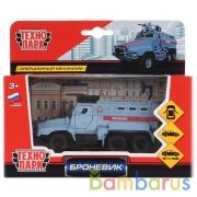 Машина металл броневик, 12 см, двери, багаж., вращ. пушка, инерц. кор. Технопарк в кор.2*24шт | фото №0