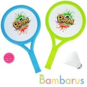 НАБОР ИЗ 2-Х РАКЕТОК ДЕТ. 28СМ + ВОЛАН + МЯЧ, ЦВЕТ В АССОРТ. В СЕТКЕ в кор.2*120наб | фото №0