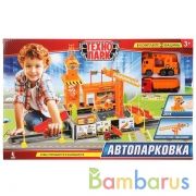 Парковка "СТРОИТЕЛЬНАЯ ПЛОЩАДКА", звук, 2 машинки КАМАЗ в комплекте Технопарк в кор.24шт | фото №0