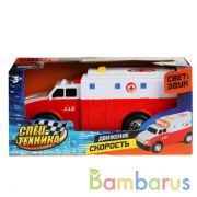 Скорая помощь машина свет+звук в русс. кор. 19*9*8,5см Играем вместе в кор.72шт | фото №0
