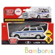 МАШИНА "ТЕХНОПАРК" МЕТАЛЛ. ИНЕРЦ. LADA 111 ПОЛИЦИЯ 12СМ, ОТКРЫВ. ДВЕРИ И БАГАЖНИК В КОР в кор.2*24шт | фото №0