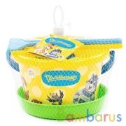 НАБОР "ПРОСТОКВАШИНО" №3: ВЕДРО СРЕДНЕЕ С НАКЛЕЙКОЙ,СИТЕЧКО, ЛОПАТКА, ГРАБЕЛЬКИ, ФОРМОЧКА в кор.20шт | фото №0