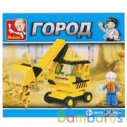 КОНСТРУКТОР ПЛАСТ. ЭКСКАВАТОР С ФИГУРКОЙ, 62ДЕТ. В РУСС. КОР. 18*10*4СМ в кор.90шт | фото №0