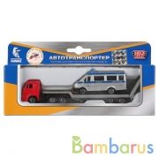 НАБОР ИЗ 2-Х МАШИН "ТЕХНОПАРК" МЕТАЛЛ. 7,5СМ, КАМАЗ АВТОТРАНСПОРТЕР + ГАЗЕЛЬ В КОР. в кор.2*72наб | фото №0