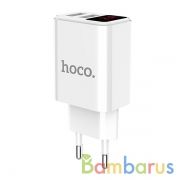 Сетевой адаптер HOCO C63A Victoria dual port charger with digital display (White) | фото №0