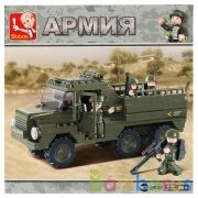 Конструктор пласт. грузовик военный с фигурками, 230дет. в русс. кор. 31*22*5см в кор.32шт | фото №0