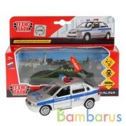 МАШИНА "ТЕХНОПАРК" МЕТАЛЛ. ИНЕРЦ. ЛАДА-КАЛИНА ДПС СЕРЕБРИСТАЯ, СВЕТ+ЗВУК В РУСС. КОР. в кор.2*24шт | фото №0