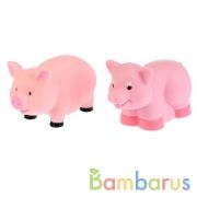 Игрушки пластизоль для купания "Играем вместе" Свинки (выс. 6см и 5см) в сетке (русс. уп) в кор.50шт | фото №0