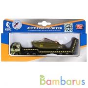 НАБОР "ТЕХНОПАРК" МЕТАЛЛ. КАМАЗ ТРАНСПОРТЕР ВОЕННЫЙ С ЛОДКОЙ В РУСС. КОР. в кор.2*72шт | фото №0