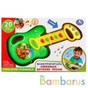 Электрогитара "УМКА" на бат. свет+звук, руссифиц. 20 любимых детских песен в русс. кор.2*30шт | фото №0